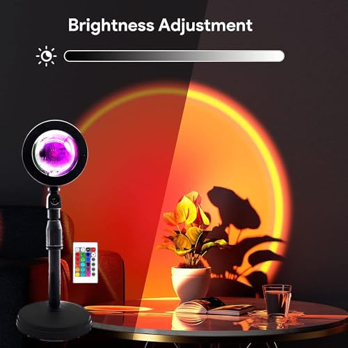 Image of MoonlitDreams RGB Sunset Projection Lamp - 16 Color Modes LED Night Light with Remote for Bedroom, Romantic Decor, Valentine Day Gift, Love Gift for Her, Couple Gift, Ambient Mood Lighting
