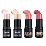 Sumeitang 4 Pcs Cruelty-Free Waterproof Highlighter Makeup Sticks Shimmer Illuminator and Blush...