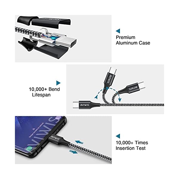 AVIWIS USB C Kabel [2Stück 2M] 3A Ladekabel USB C Nylon USB Typ C Kabel Schnellladekabel für Samsung Galaxy A21 A20 A12… – Bild 5