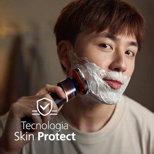 Philips Shaver 5000X Series Rasoio elettrico Wet and Dry tecnologia Skin Protect, testina flessibile a 360°, 1 ora di ricarica/ricarica rapida di 5 minuti, cappuccio a P, Arancione, modello X5012/00 - Immagine 4