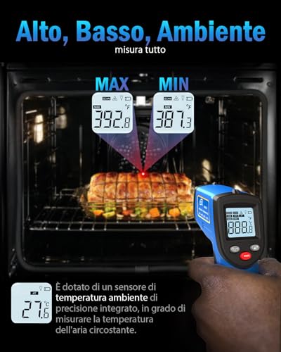 Image of Infrared Thermometer Laser Temperature Gun, Digital Surface Heat Temp Gun Non-Contact for Cooking Food, Pizza Oven, Griddle Meat, Refrigerator, HVAC, Grill, Engine -58℉~986℉