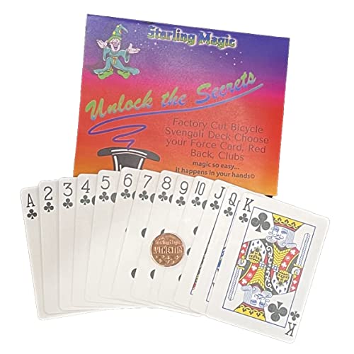 Ted's Sterling Magic Bicycle Svengali Deck Trick in Red Back, Clubs Suit, Choose Your Force Card (Queen)