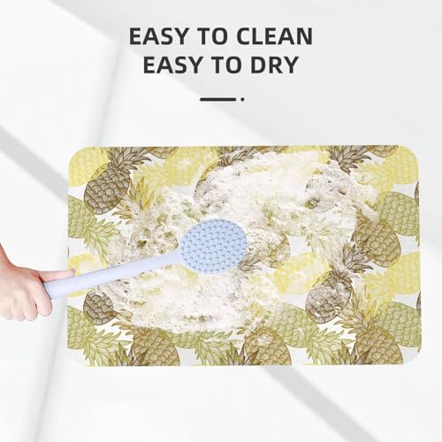 Tapis de bain séchage rapide en diatomée ananas lavable et doux - 8