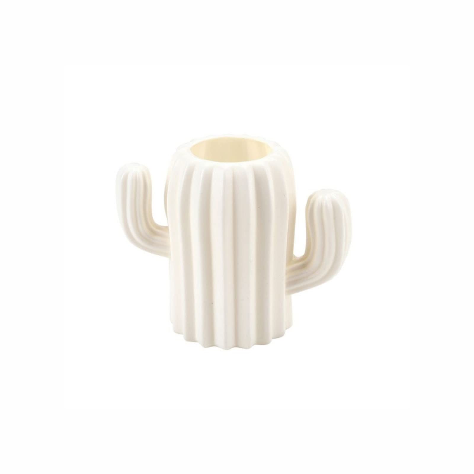 JINGYAN Pencil Holders New Cactus Desktop Organizer Pencil Pen Holder Container Brush Pot Stationery Office(White)