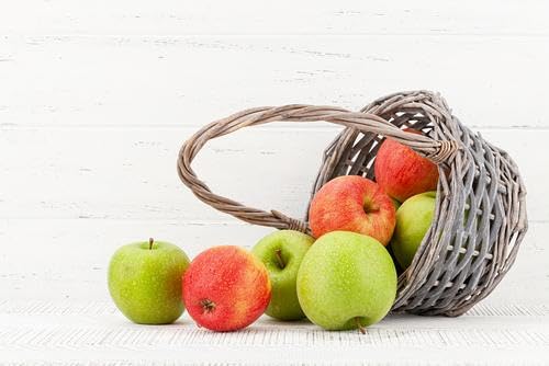 RawJoy Fresh Red & Green Apple Gift Basket | Anniversary Present or Housewarming Gift, Medium