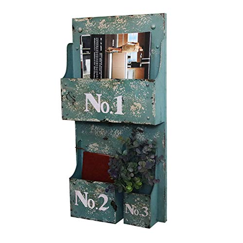 WOODJU Supporto da Parete per scaffali da Bar in Stile Vintage con Cornice in Ferro battuto, Cornice Decorativa in Legno 33 X 10 X 66 cm
