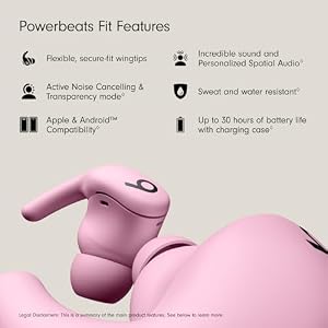 Beats Powerbeats Fit - Wireless Noise Cancelling Workout Earbuds with Secure-Fit Wingtips, Up to 30-Hour Battery Life, Sweat & Water Resistant, Apple & Android Compatible - Power Pink — photo 2 of 6