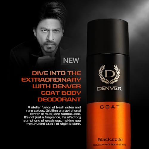 Image of DENVER G O A T Black Code Deo -150ML Each (Pack of 2)| Long Lasting Deodorant Spray For Men