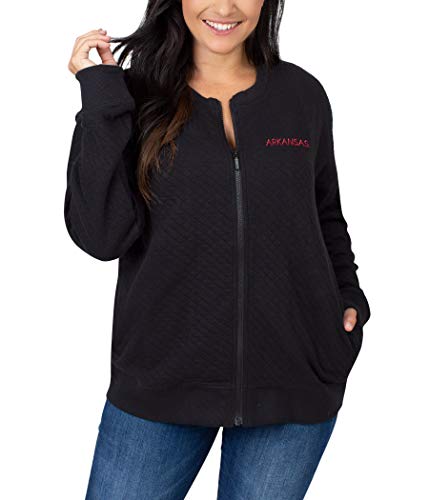 NCAA Arkansas Razorbacks Womens Quilted Zip-Up, BLACK, Small