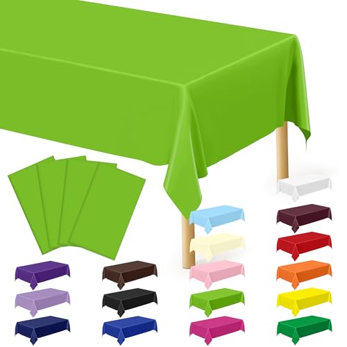 Image of QZYL 4 PCS Plastic Tablecloth, 54 x 108 Inches Waterproof Disposable Table Cloth, Spring Tablecloth of Baby Shower Football Party Decorations, Table Cover for Rectangle and Round