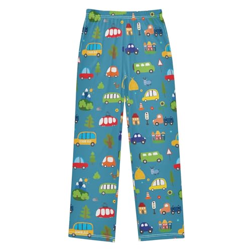 ZZXXB Cartoon Car Boys Long Pants Soft Trousers Elastic Waist Kids Lounge Bottoms with Pockets S-XL