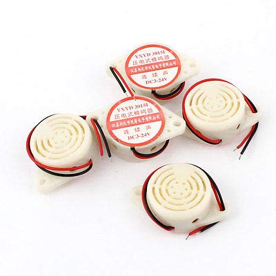 5Pcs DC 2-34V Wire Leads Industrial Piezo Electronic Alarm Buzzer White