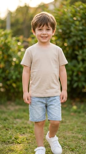 Image of Kids T Shirt Short Sleeve Crewneck Tee for Toddler Boys and Girls Cotton Basic Summer Top 2-6 Years