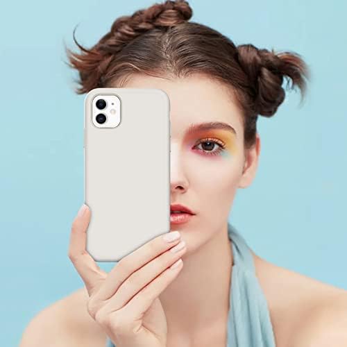 DOMAVER iPhone 11 Case Slim Liquid Silicone Lightweight Smooth Soft Gel Rubber Microfiber Lining Cushion Texture Cover Shockproof Protective Phone Cases for iPhone 11 6.1 Inch 2019, Stone