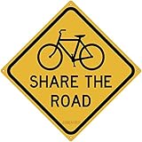 Metal Tin Sign - Share The Road Bike Rider Cyclist Decor - 12' x 12'