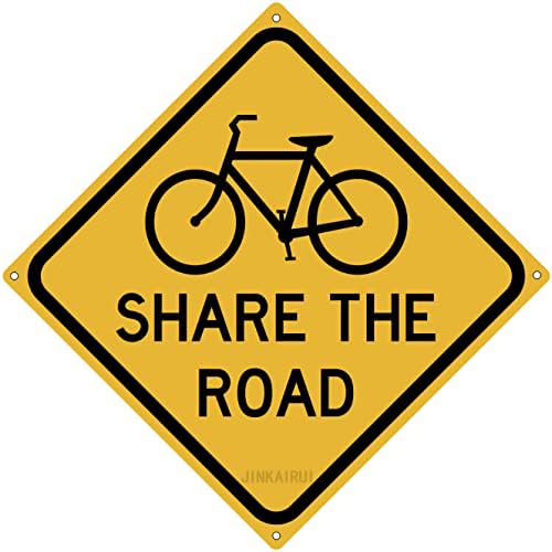 Metal Tin Sign - Share The Road Bike Rider Cyclist Decor - 12" x 12"