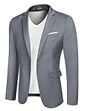 COOFANDY Mens Blazer Jacket Casual Blazers Slim Fit Suit Jacket Business Sports Coat One Button Light Grey, X-Large