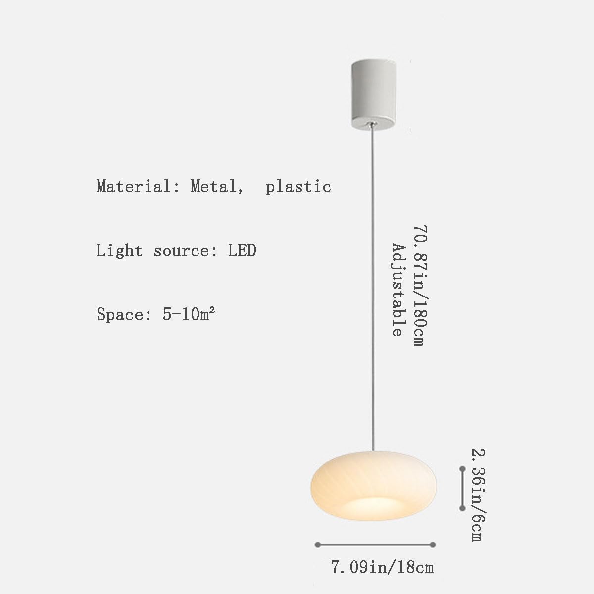 Lekka, luksusowa i prosta lampa wisząca do gabinetu wykonana z metalu i plastiku. Kreatywna lampa wisząca przy łóżku, biała, do sypialni, odpowiednia do sklepów odzieżowych i pokoi.