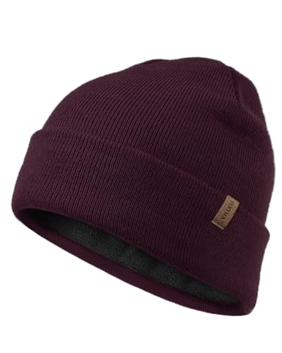 Image of FURTALK Mens Beanie Fleece Lined Winter Hats Double Layered Stylish Knited Cuffed Plain Hat