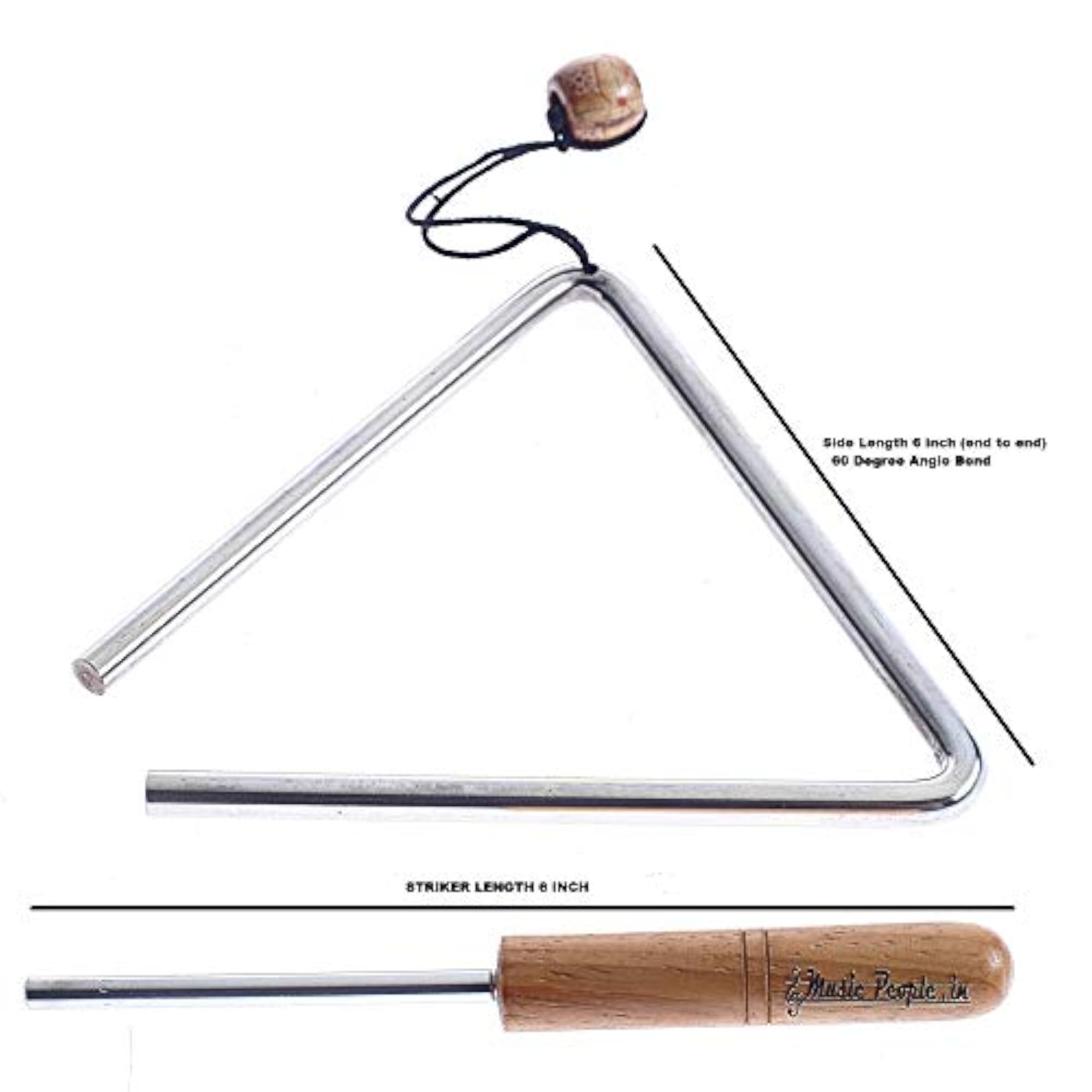 6 Inch Steel Triangle Instrument with Striker in Jute Bag