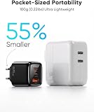Ładowarka USB C 65 W, 3-portowy USB-C zasilacz sieciowy, wtyczka PPS 60 W, szybka ładowarka PD, kompatybilna z iPhone 17/16/15 iPad, Samsung S25/S24/S23 Ultra, Google Pixel 9/8, MacBook Pro/Air