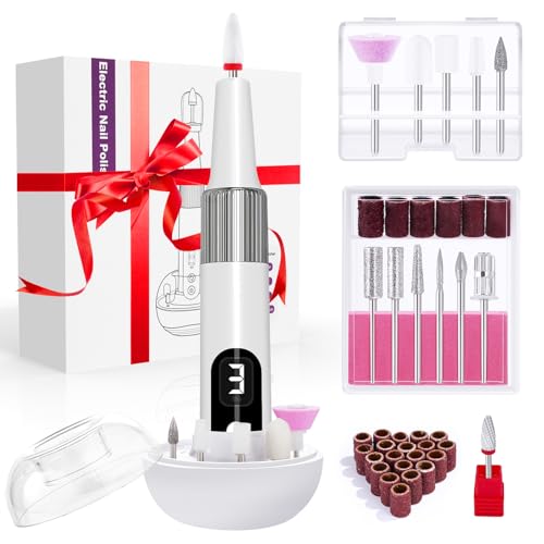 Cordless Electric Nail File Drill, Portable 13 in 1 Kit Nail Drills for Acrylic Nails, Rechargeable...