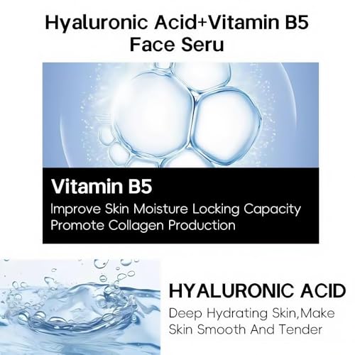 AFCRYIYE Hyaluronic Acid 2% + Vitamin B5 Face Serum, Moisturizing, Repairing Skin, Anti-aging, Soothing Dry Skin, Enhancing Skin Elasticity, Feminine Plump & Smooth Skin Facial Care Serum