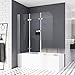 Produktbild Duschwand für Badewannen 120 x 140 cm 3 teilig faltbar Duschabtrennung Sicherheitsglas hell Duschwand Duschabtrennung Nano 6mm Glas