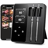 Thermomètre Cuisine Sans Fil avec 2 Sondes, Grand Écran LCD, 130m Meat Thermometer Bluet...