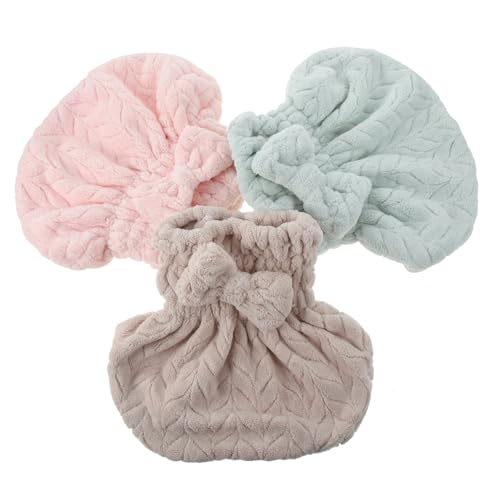 Mipcase 3 Peças Touca De Cabelo Seco Para Mulheres Toalhas De Secagem De Cabelo Turbante De Secagem