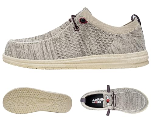 Image of LARNMERN Slip On Steel Toe Shoes Men Loafers Work Safety Tennis Sneakers | Lightweight, Comfortable, Walking, Wide, Hands Free, Lounging, House, Mechanic, Construction, Casual, Dress, Office, 0utdoor