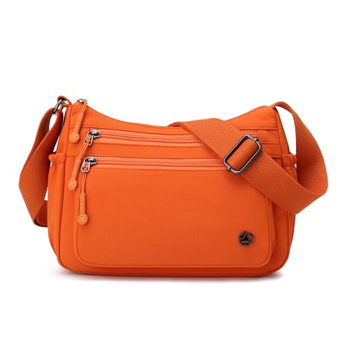 Pealwel Bolsa tiracolo casual com bolso antifurto - Bolsa feminina leve e resistente à água, Laranja, Moda casual