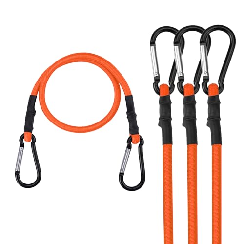 WORKPRO 24 Inch Bungee Cords with Hooks 4 Pack Superior Rubber Heavy Duty Bungee Straps Strong Elastic Rope for Outdoor Tent Luggage Rack Camping Cargo RV Bike Transporting Storage Orange