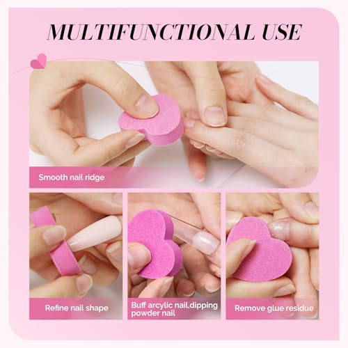 Image of MelodySusie Heart Shape Mini Nail Buffer Block,100 /180 Grit Double-Sided Sponge Nail File,Professional Nail Polishing Tools for Shaping and Smoothing,Suitable for Manicures and Pedicures,50 Pcs