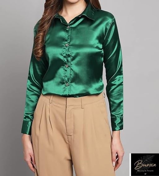 Image of Bowrain Women's Full Sleeves Satin Shirt