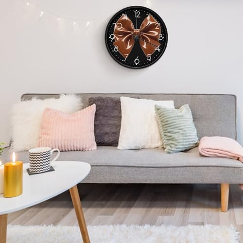 Horloge murale moderne au design marron épuré de 25,4 cm - 6