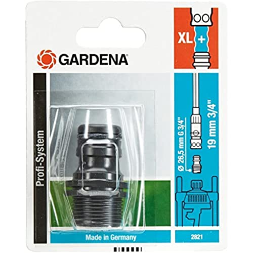 Adaptateur grand débit de Gardena : raccord pour les appareils d'arrosage au système grand débit, filetage extérieur de 26,5 mm (G 3/4 Pouce) (2821-20)
