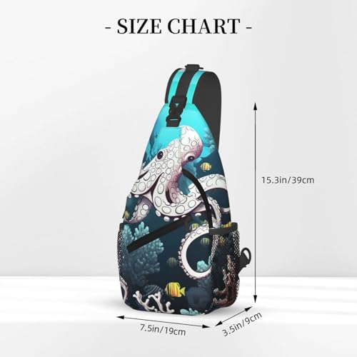 Bolso tipo Sling para mujer y hombre negro con diseño marino miniatura 2