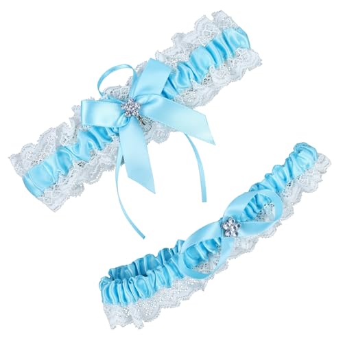 Image of wedding garter set women lace Bridal garter sets including keepsake garter and toss garter