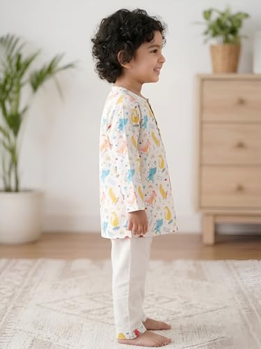 Image of POLKA TOTS Premium Cotton Night Wear for Boys & Girls | Traditional Kurta Pyjama Night Suit Set | Ultra-Soft & Breathable Nightwear for Toddlers & Baby | Kids Night Dress from Newborn to 8 Years