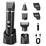 Beard Trimmer Men, 3-in-1 Electric Razor Shaver with Charging Dock, Cordless Waterproof Body Groomer & Nose Hair Trimmer, Professional Manscaping Hair Clippers Kit Gifts for Men