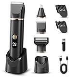 tiovara Body Hair Trimmer for Men, IPX7 Waterproof Electric Razor Shaver 3 in 1 Body Grooming Kit with USB Charge Dock for Mustache Nose Hair Ball Pubic Hair Groin