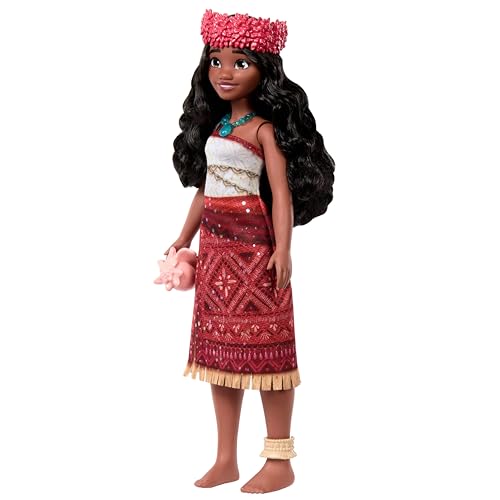 Mattel Disney Vaiana Poupée chantante avec tenue et accessoires signature, chante « We’re Back » en 4 langues
