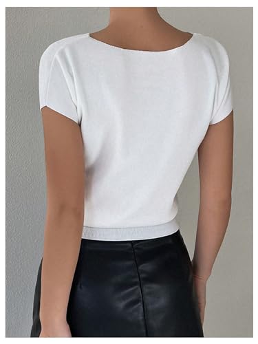 GORGLITTER Women's Cap Sleeve Sweaters Dressy Boat Neck Lightweight Business Casual Pullover Tops2