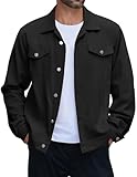 COOFANDY Men Black Denim Jacket Lightweight Trucker Shirt Jacket Soft Jean Button Up Coat