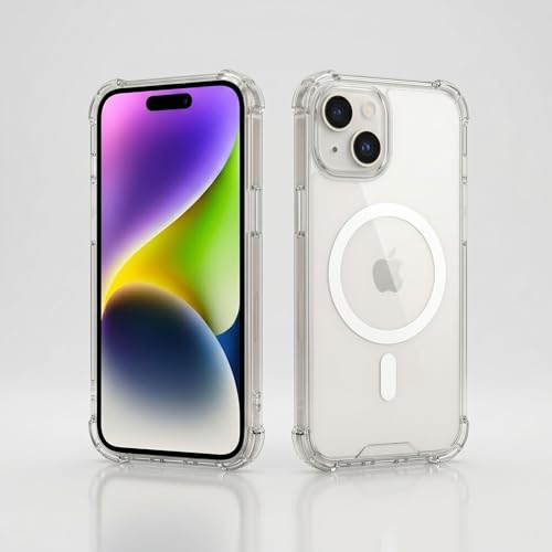 Image of amazon basics Crystal Clear Magnetic Case for iPhone 13 | Compatible with MagSafe Accessories | Air-Guard Corners | Shockproof TPU + Hard PC Back | Slim Transparent Protective Cover (Clear)
