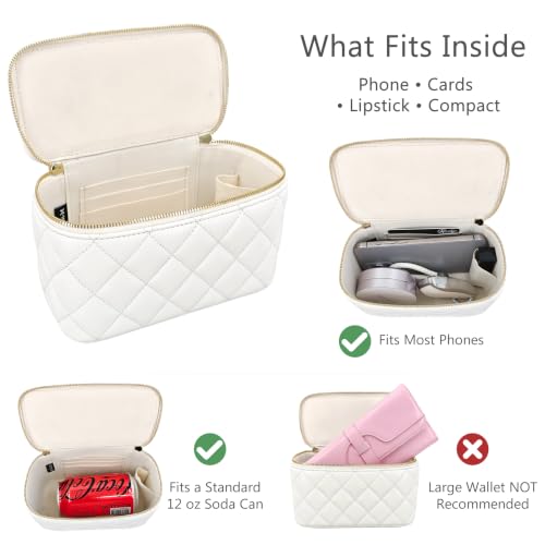 Image of M-ioi-M Small Genuine Leather Purse Quilted Crossbody Bag for Women, Mini Top-Handle Shoulder Handbag w /Gold Chain Strap