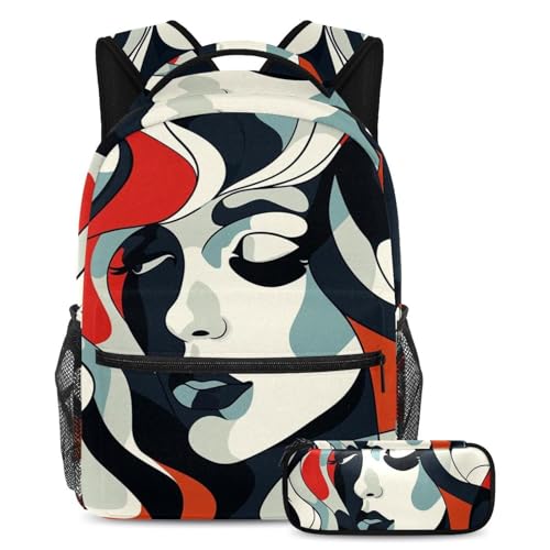Sac à dos motif abstrait coloré de femme ensemble scolaire enfants et ados