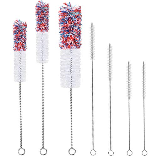 HBselect Set met 7 reinigingsborstels voor flessen, veelzijdig inzetbaar, duurzame borstelreiniger voor flessen, flessen, flessen, slang, koffiezetapparaat, rietje, theepot, wijnuitloop, karaffen, roze