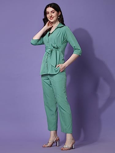 Image of Sheetal Associates Women's Solid Casual Co ords Set 2 Piece Open top & Pant Set